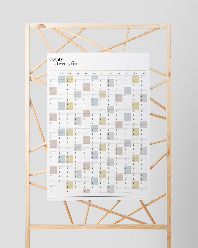 Printable PDF A2 Wall Planner Duo 2024 2025 Portrait Wall Calendar 12