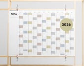 Printable 2026 Column Wall Planner | A2 & A1 Landscape Yearly Calendar | Large Year Overview | Digital PDF Download