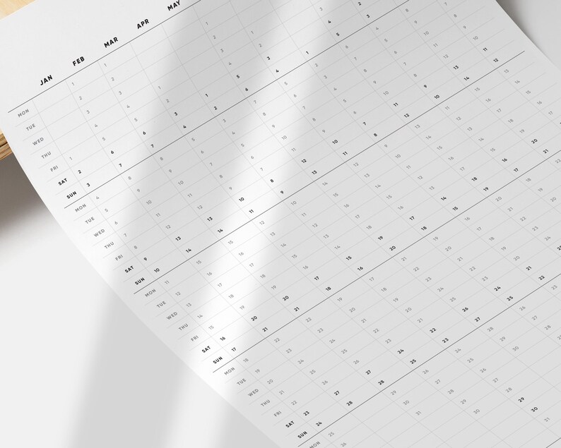 Minimalist 2027 Printable Wall Planner | Portrait A2 & A1 Full Year ...