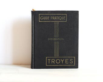 Jahrgang Anleitung von Troyes - Vintage Stadtführer mit Ledereinband - Champagner Französisch Stadtführer Karten und anzeigen - praktischer Leitfaden - Karten Farbe
