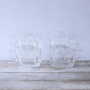 Vintage glass espresso cups - Transparent glass small cups made in France - Retro kitchen decor French café - Arcoroc glass cups