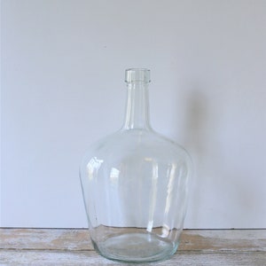 Small vintage demijohn from France - Retro antique glass bottle - French countryside decor blue demijohn