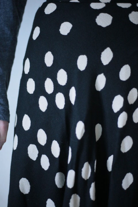 Vintage Polka Dots Skirt Black and White Long Skirt 100% - Etsy