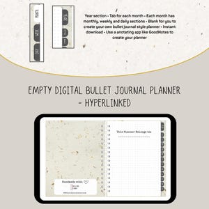 Blank Digital Bullet Journal • Hyperlinked tabs • Minimal Planner • IPad planning • GoodNotes Journal