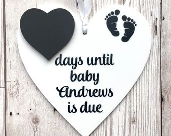 Baby Countdown Sign ~ Pregnancy Gift ~ Baby Shower Gift ~ Baby Countdown Plaque ~ Pregnancy Countdown Sign ~ Personalised Baby Countdown