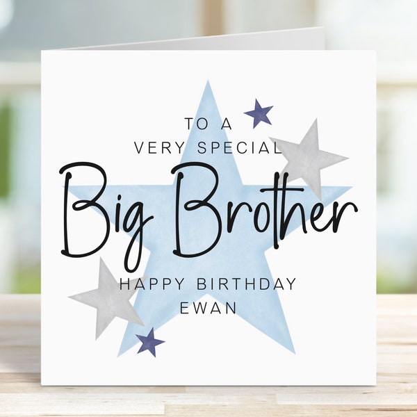 Personalised Big Brother Birthday Card ~ Big Bro Stars Greetings Card ~ To A Very Special ~ Happy Birthday ~ Cards For Him ~ Simple Card