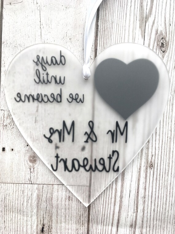 /& sra. Signo de placa de cuenta regresiva de Boda Personalizado Regalo de Compromiso pizarra Sr