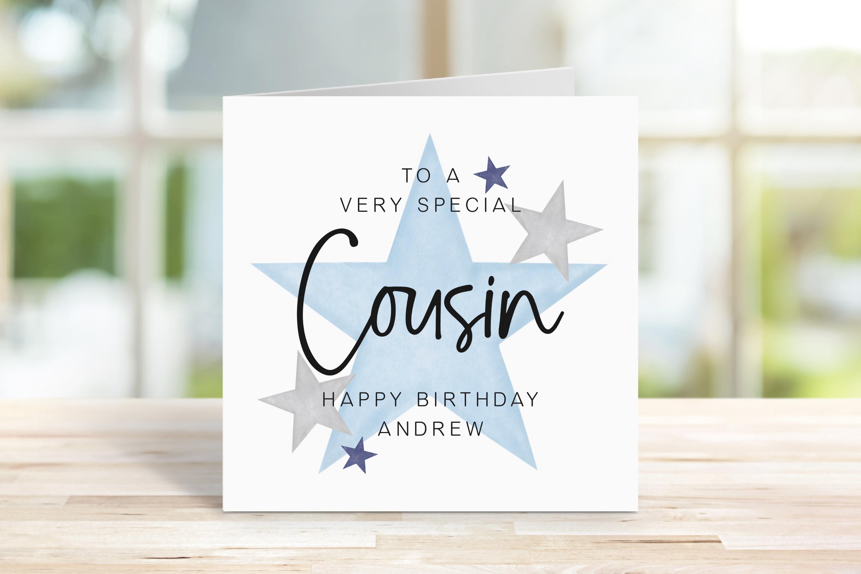 Carte D'anniversaire Faite Main White Cotton Cards - Pour Cousin - Format 16x16 Cm - Paillettes Et Strass