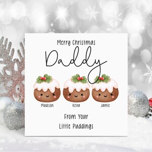 Personalised Daddy Christmas Card Little Christmas Puddings Card Dad ...