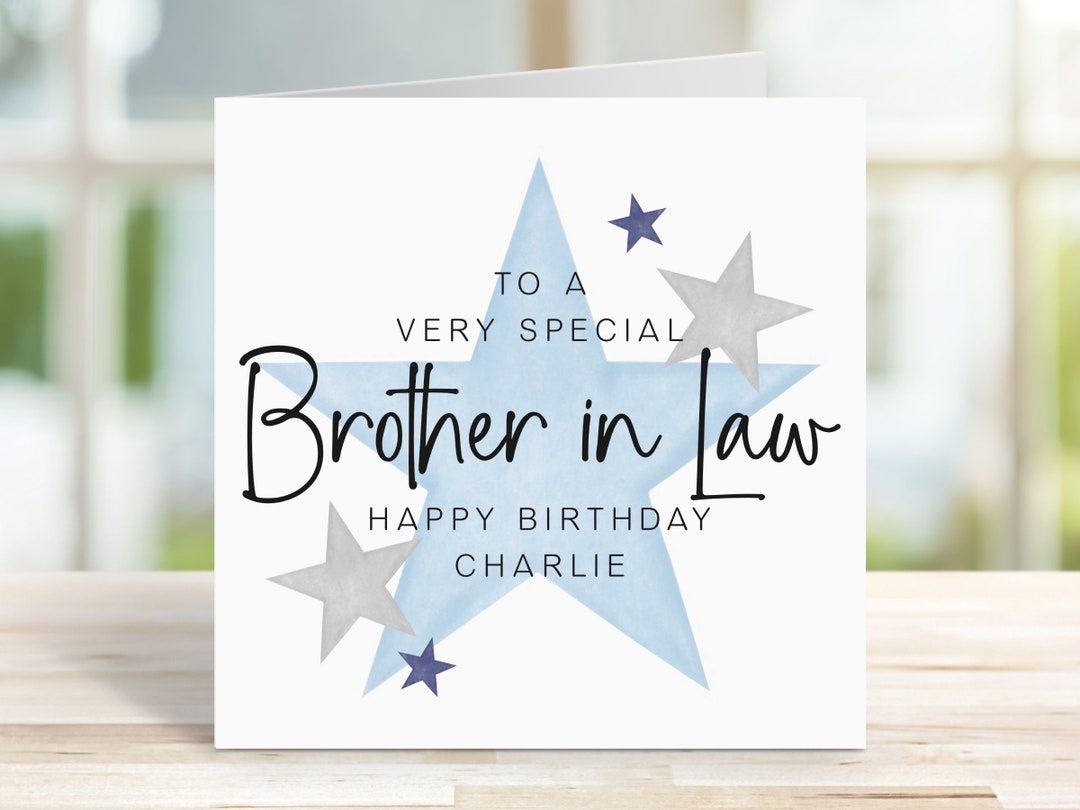 Personalised Brother in Law Birthday Card Blue Stars Greetings Card to