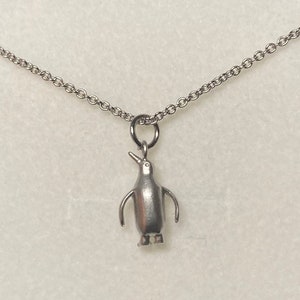 Penguin necklace in Silver or Gold. Tiny penguin necklace. Little animal necklace.