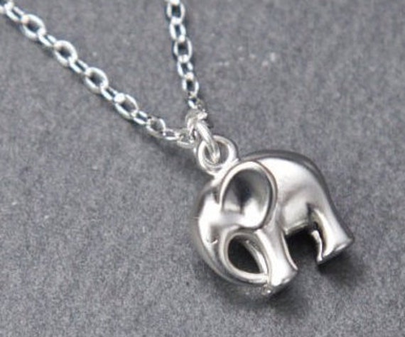Elephant Necklace, Silver. Tiny elephant necklace. Animal necklace. Silver Elephant Necklace.