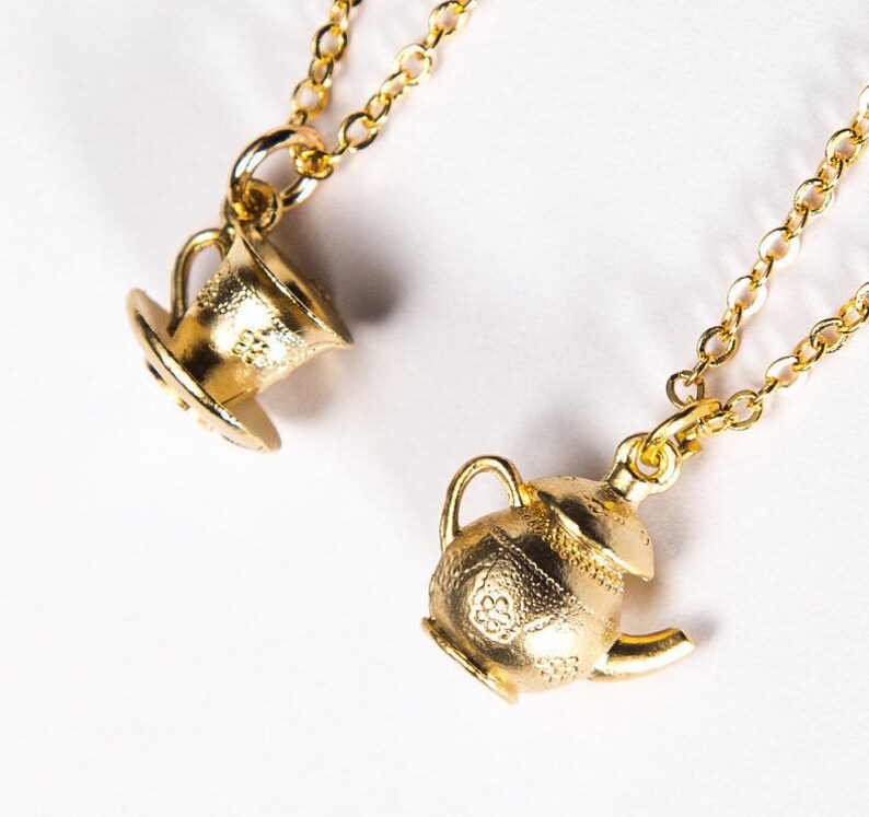 Teacup Necklace Teacup and Teapot Necklace Gold Teacup Etsy