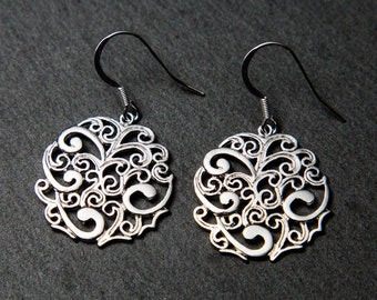 Golden Filigree Earrings With Grey Center Encircled With - Etsy