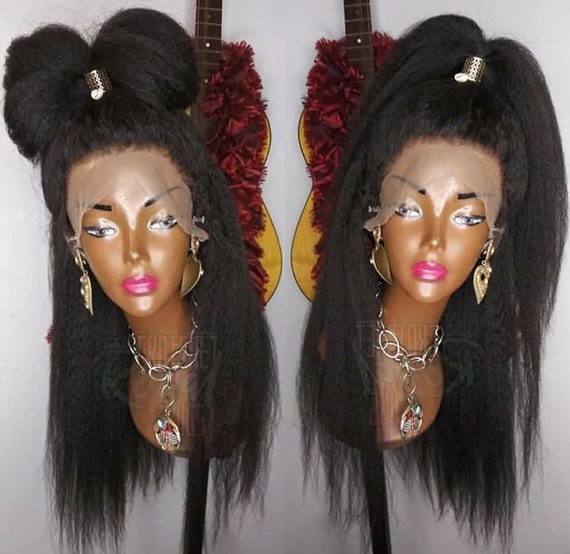 Lace Frontal Wig 13x4 Kinky Straight 130 Density Human Hair Etsy