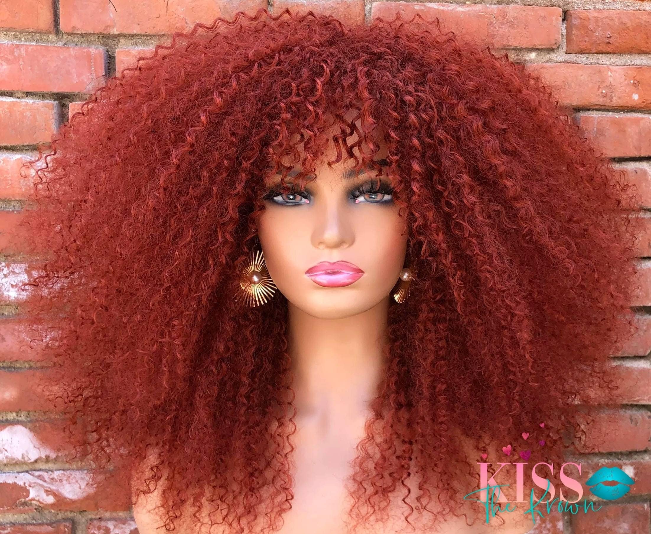 Yalezkinky Curly Afro Wig With Bangs Synthetic Hair Diva - Etsy