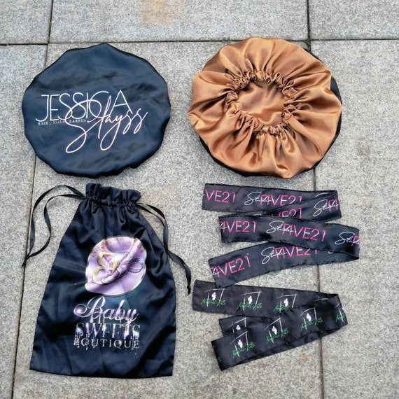 Custom Satin Hair Bonnets Edge Scarves 