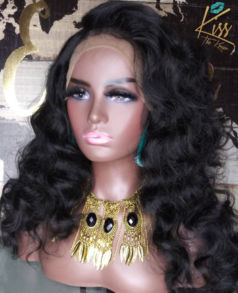 LACE FRONT WIG Premium Synthetic Silky Straight Hair Body Wave Etsy