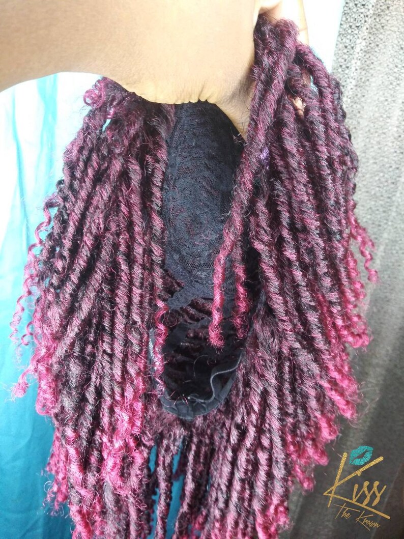 Soft Curly Dread Lock Wig Burgundy Ombre High Heat Synthetic | Etsy