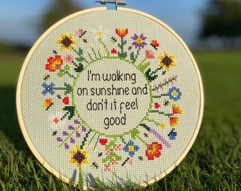 Sunshine & Sunflowers Modern Cross Stitch PDF Pattern Instant Download