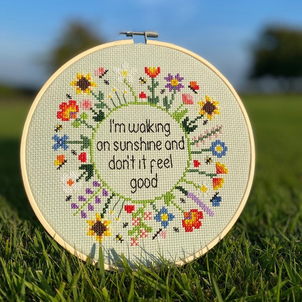 Sunshine & Sunflowers Modern Cross Stitch PDF Pattern Instant Download