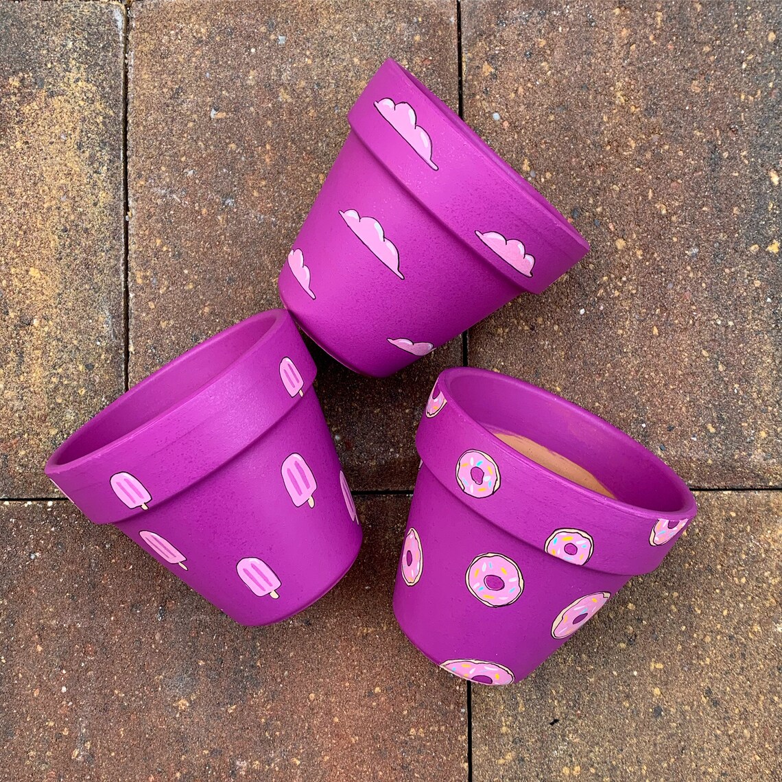 Purple Terra Cotta Pots Indoor pots Outdoor pots Hand Etsy
