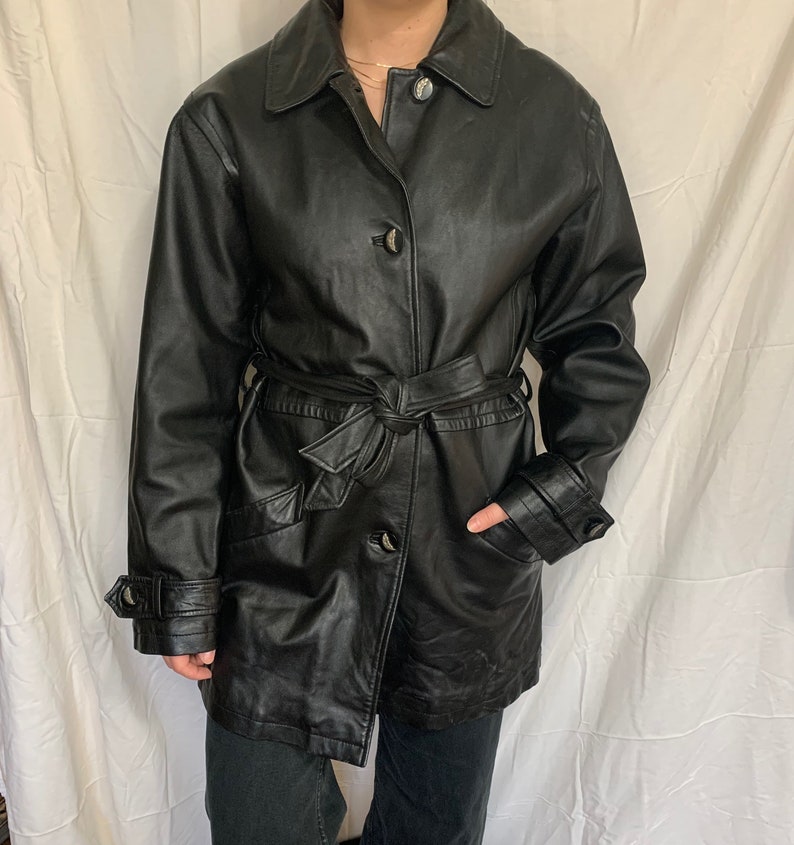 Vintage Leather Trench Coat - Etsy