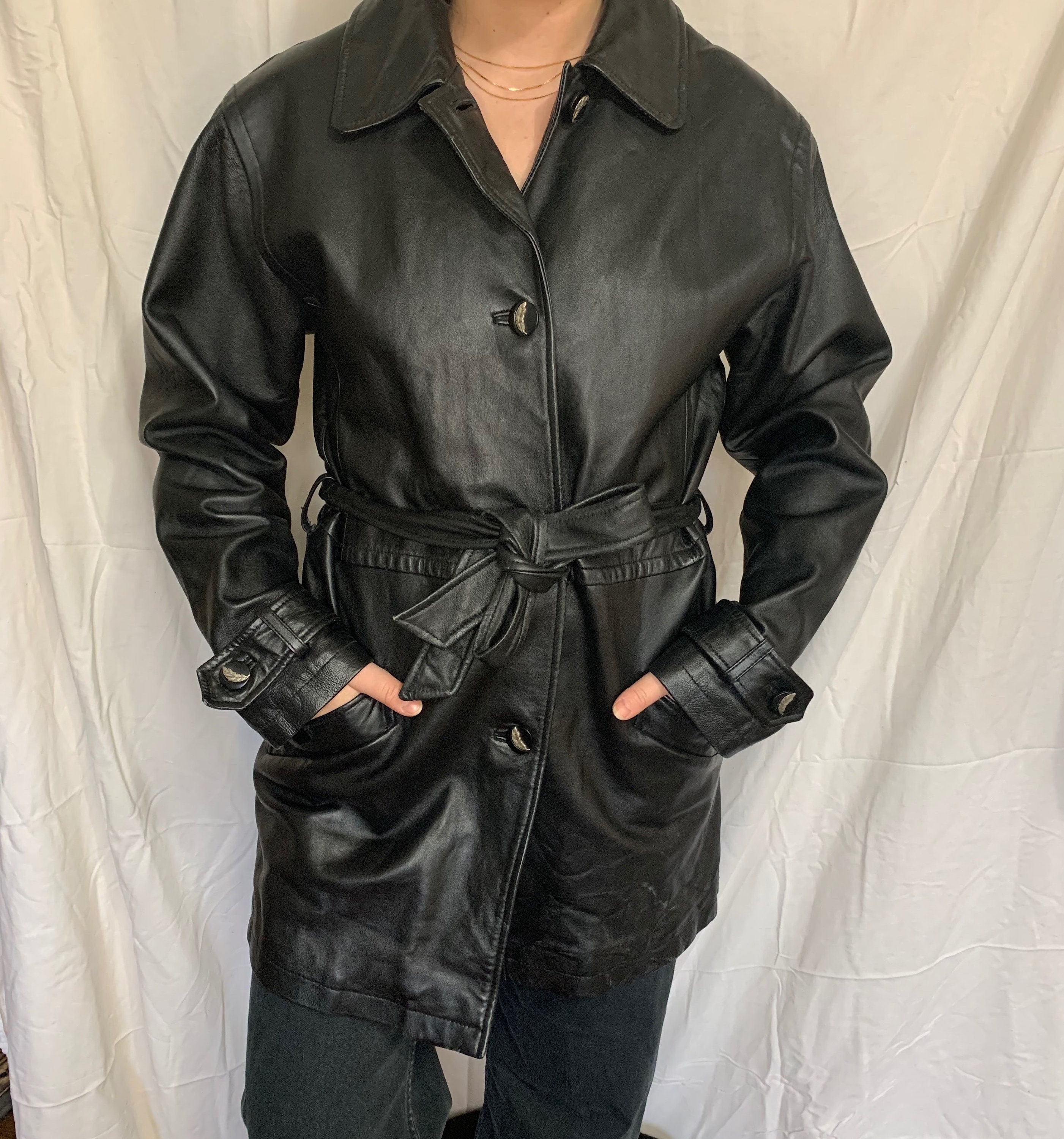 Vintage Leather Trench Coat - Etsy