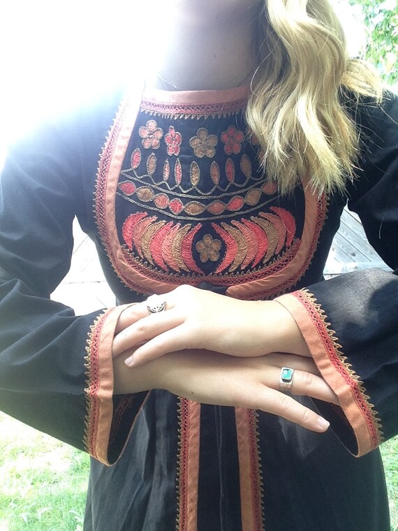 1970s embroidered maxi dress