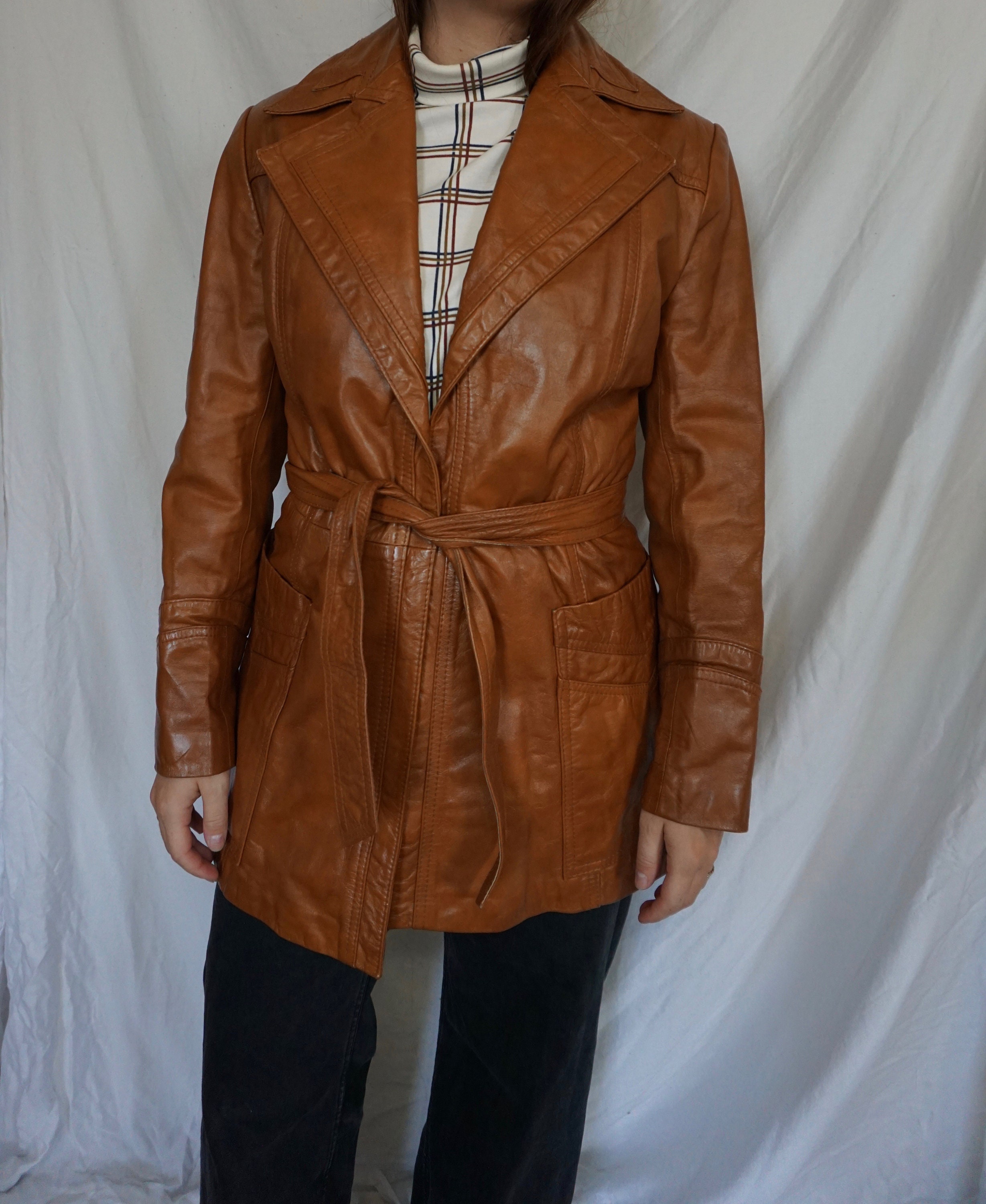 70s leather coat