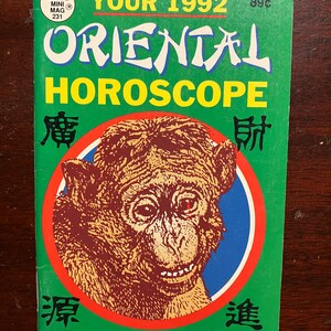 1992 Oriental Horoscope Globe Mini Mag 1990s Vintage Paperback Booklet