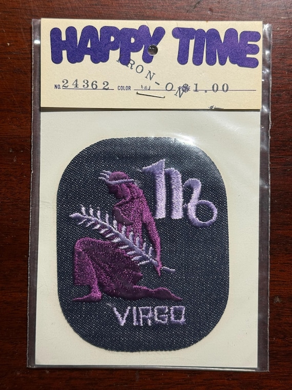 Virgo Happy Time Vintage Iron-On Patch Astrology Astrological