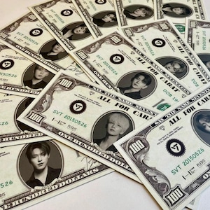 Gepersonaliseerde dollarbiljet van zeventien kpop | Scoups, Jeonghan, Joshua, Jun, Hoshi, Wonwoo, Woozi, DK, Mingyu, The8, Seungkwan, Vernon, Dino