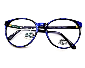 Lacoste 808 Large RIm Blue and Black Marble effect Acrylic Frame Early 90&#39;s Glasses - NEW & UNWORN!