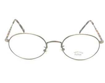 Engraved Eyewear In An Antique Silver Finish Oval Glasses Frames By SAKI 532 Made In Japan