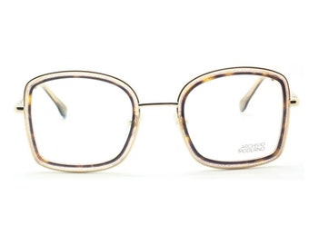 Glasses With GLITTER! Oversized 7009 By Archivio Moderno Eyewear In A Gold Square Style With Tortoiseshell Effect Acetate Inserts B406