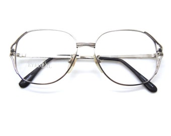 Oversized Square Style Glasses Vintage Designer Prescription Eyewear By Eyedeal In A Shiny Silver Finish