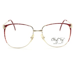 Designer Eyeglasses By Cheryl Tiegs CT70 Oversized Glasses In A Red & Gold Finish