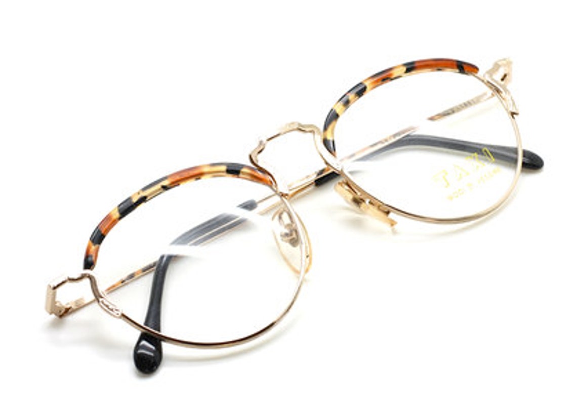 Vintage Designer Panto Shaped Glasses by Taxi 1861 With Engraved Detail ...