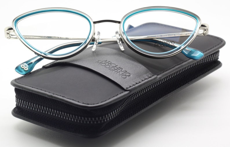 Stunning Archivio Moderno 7013 Cat Eye Shaped Prescription Glasses In Silver & Turquoise 52mm Eye Size B402 image 8