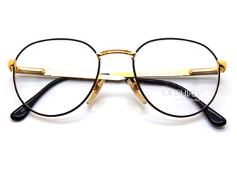 Occhiali 2248 Oversized Eyeglasses Handmade In Italy Carousel Panto Black and Gold Eyewear