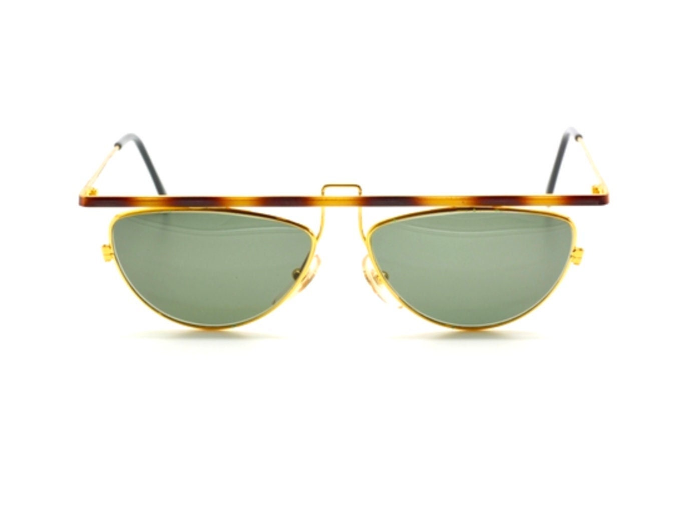 TAXI 203 Designer Sunglasses Oval Shaped With A Distinctive Top Bar In Gold & Turtle