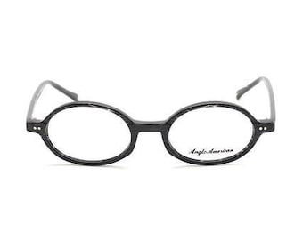 Anglo American 401 CRBI Oval Eye Glasses Black With White Flecks