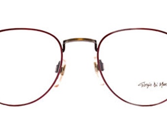 Classic Panto Shaped Vintage Giorgio Di Marco Metal Eye Glasses In A Warm Burgundy Finish