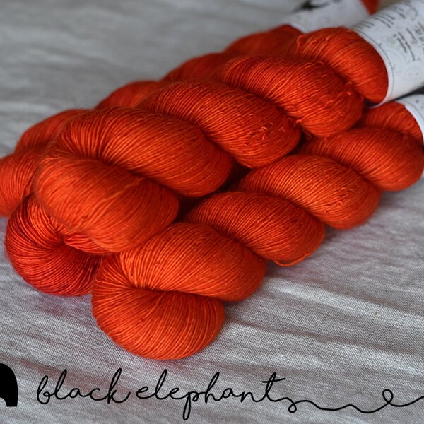 Blaze single ply hand dyed yarn superwash merino yarn semi solid orange 100g