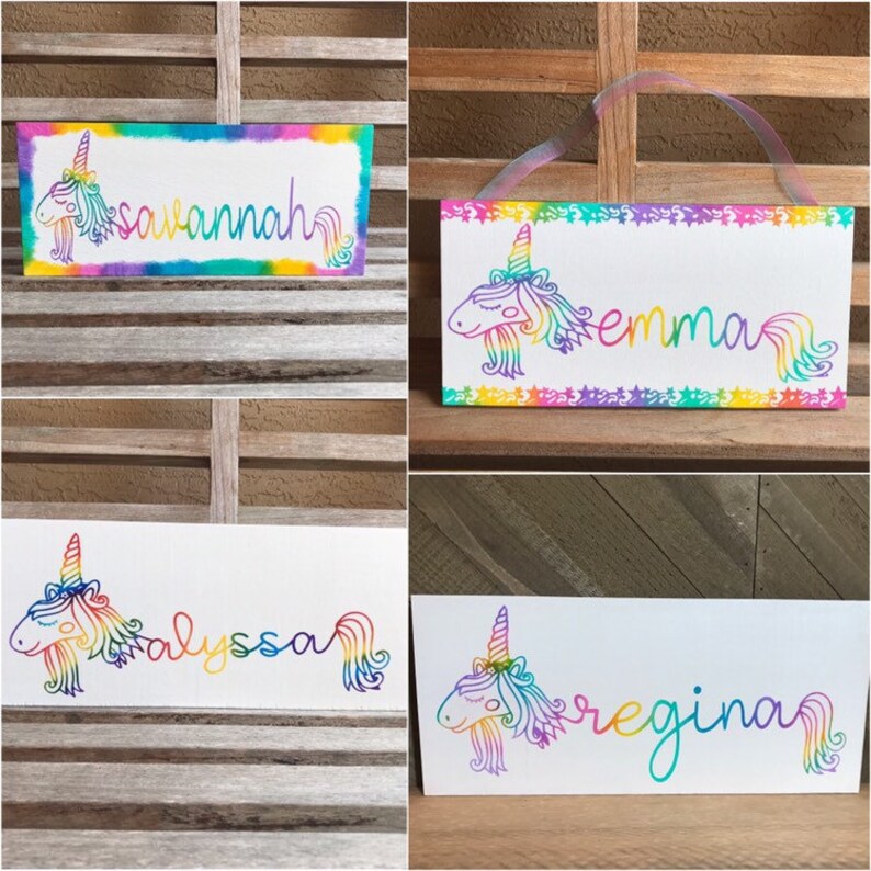 Personalized Unicorn Name Sign Customized Wood Unicorn Sign Etsy