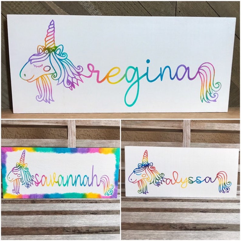 Personalized Unicorn Name Sign Customized Wood Unicorn Sign Etsy