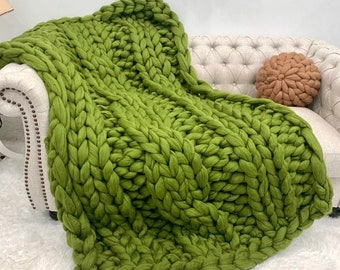 Chunky Knit blanket, FREE shipping, Cable Knit blanket, Merino wool Blanket,Giant Knit blanket, Mother's Day Gift,  gift