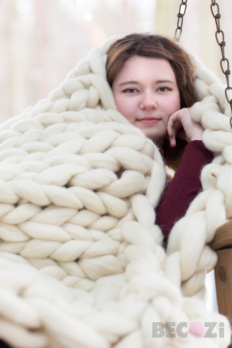 Chunky Knit blanket Chunky Knit throwArm Knit BlanketMerino Etsy