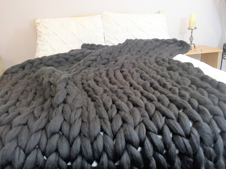 Chunky Knit Blanket Vegan Yarn blanketSuper Chunky Vegan Etsy